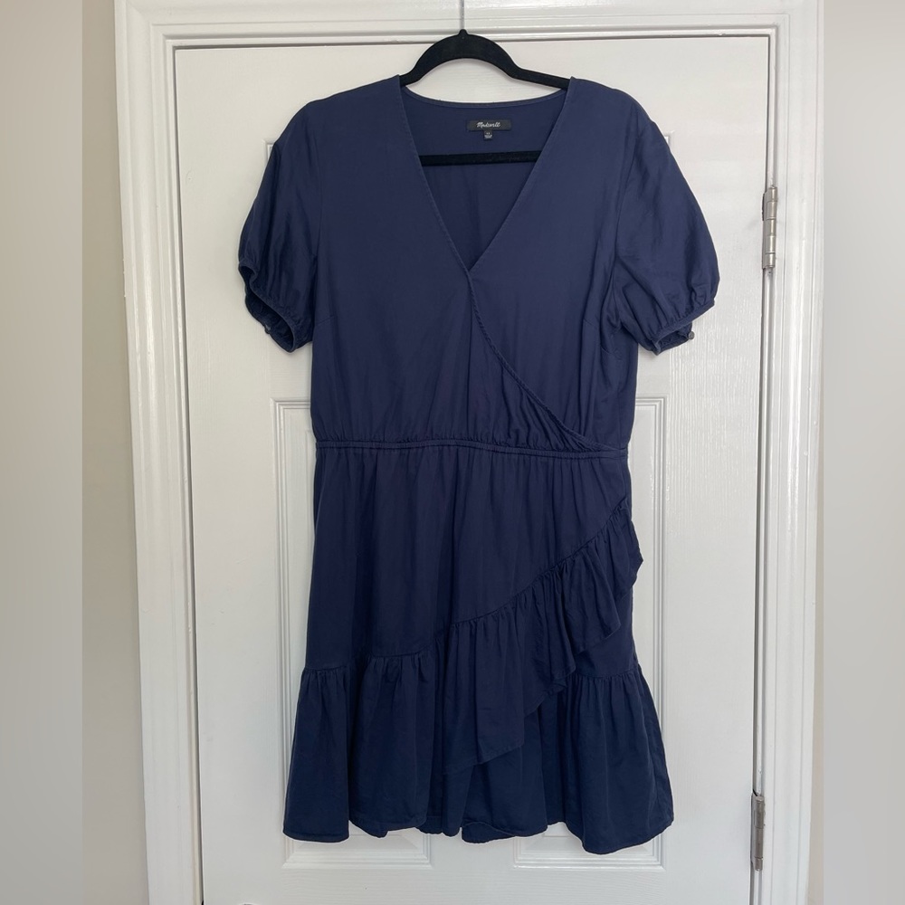 Madewell Navy Ruffle-Wrap Dress